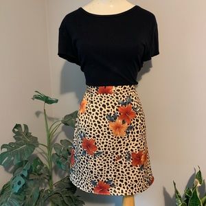 Vintage Leopard & Floral Skirt